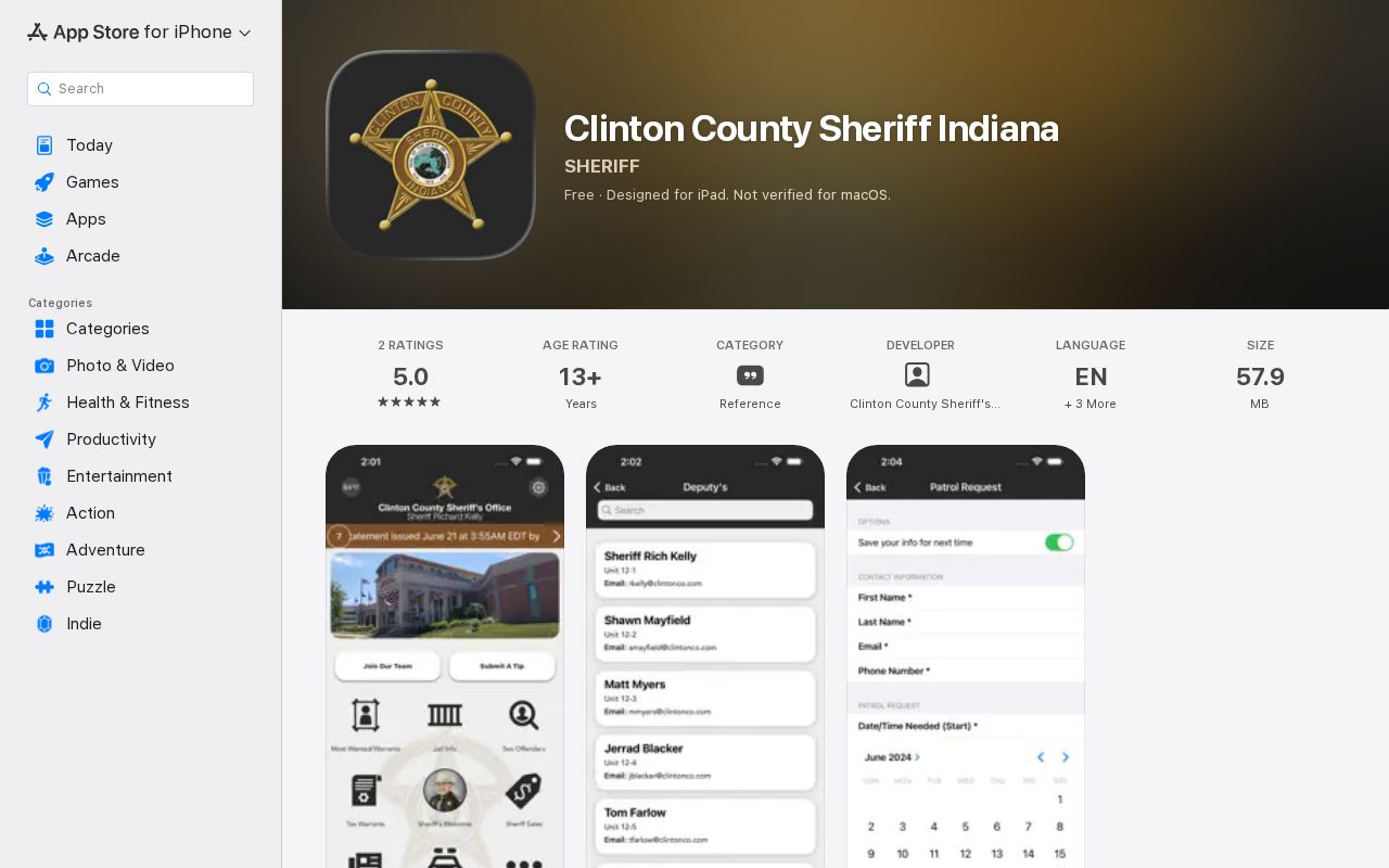 Clinton County Sheriff app for fugitive tips and safety functions