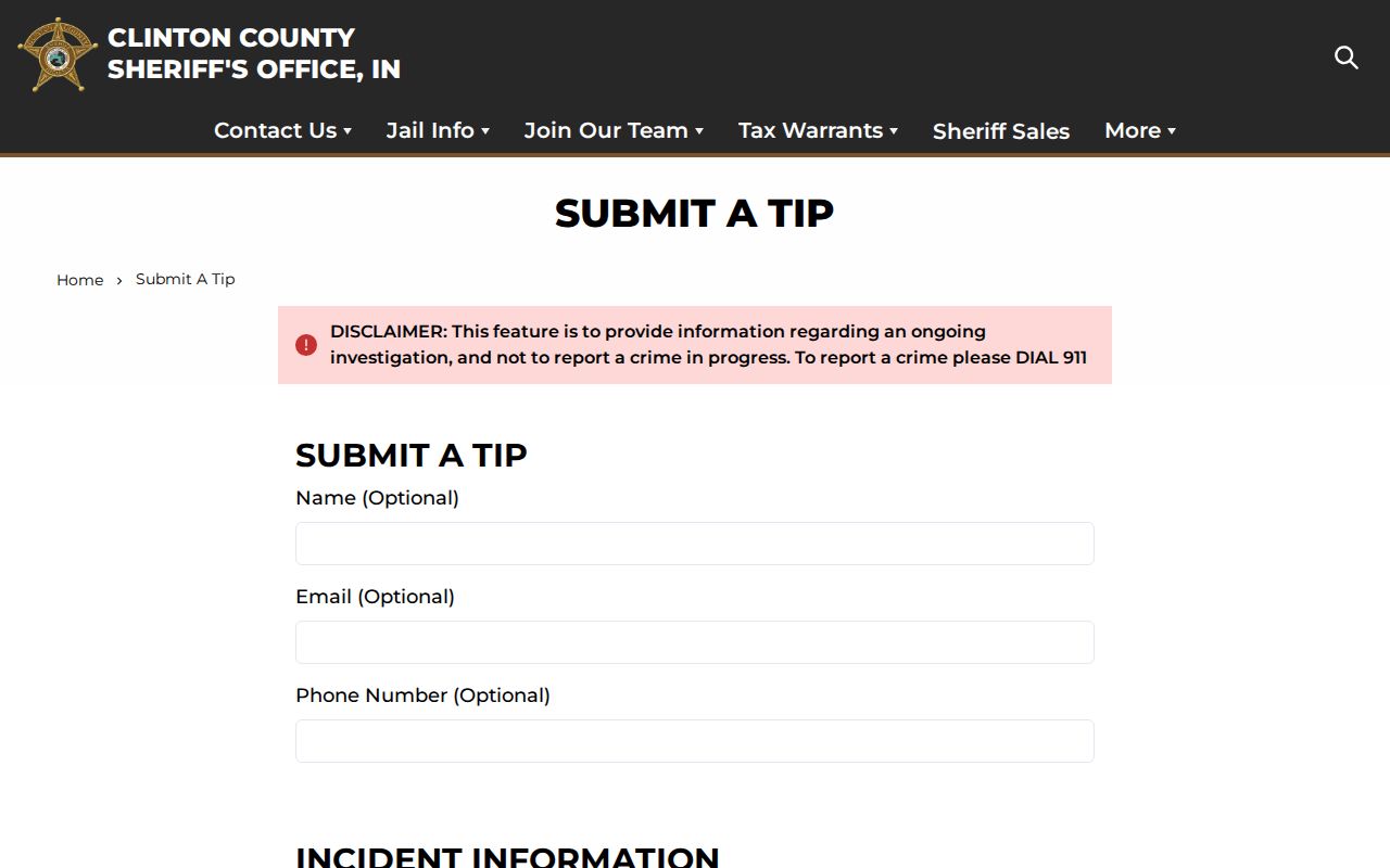 Clinton County wanted fugitive official tip submission form